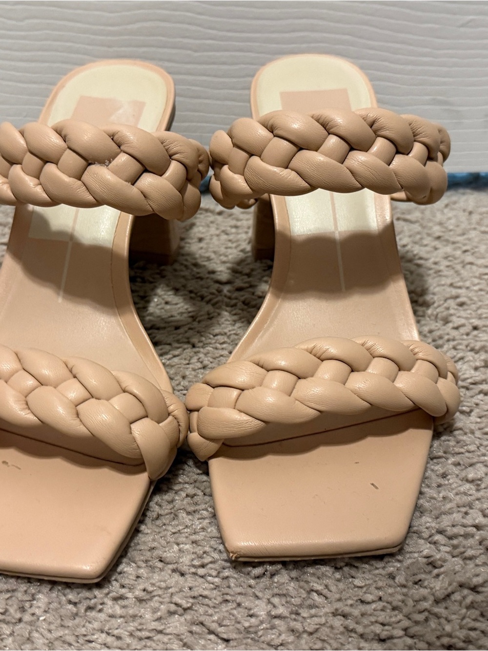 Dolce Vita Braided Strap Beige Block Heel Sandals